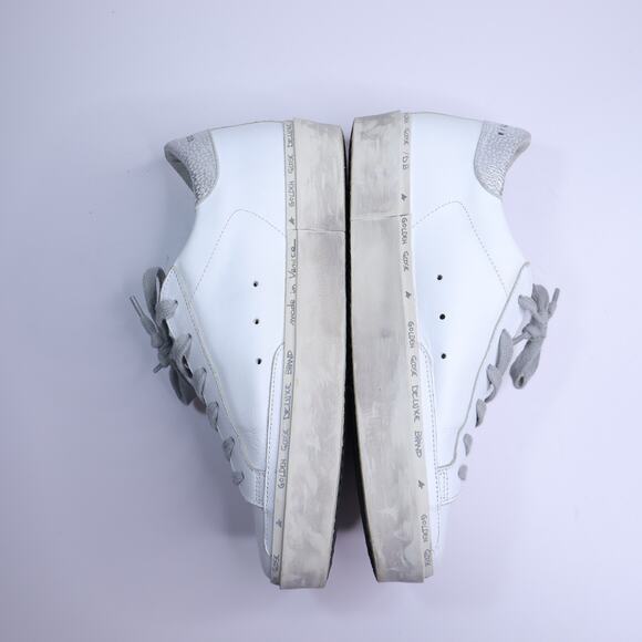 GOLDEN GOOSE Hi Star Platform Sneakers White Metallic Silver Women's 38/US 8 - Picture 10 of 12